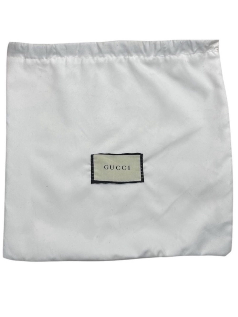 Gucci White Satin Drawstring Pouch with Black Ribbon - Picture 3 of 5
